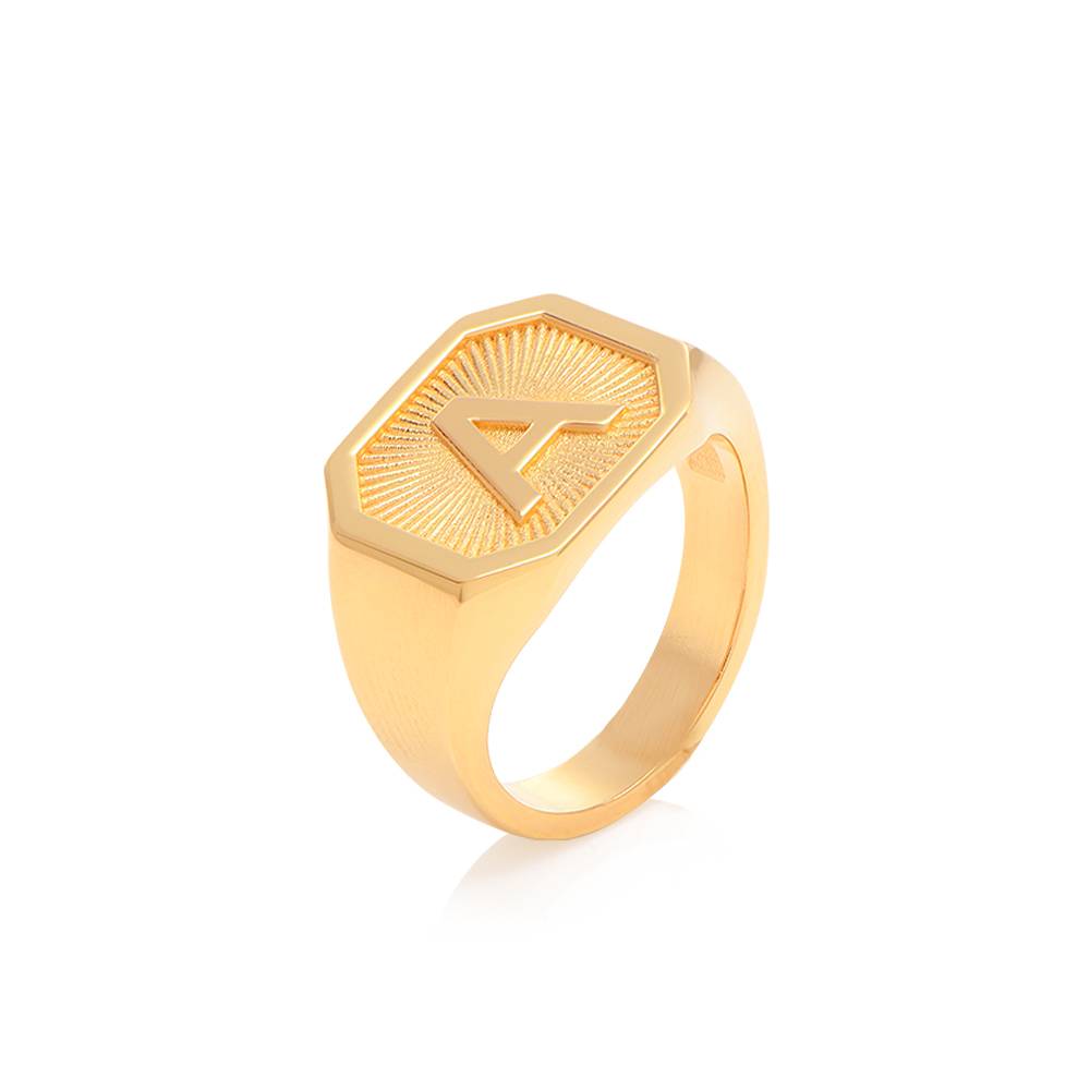 Heritage Initial Ring for Men in 18K Gold Plating-3 product photo