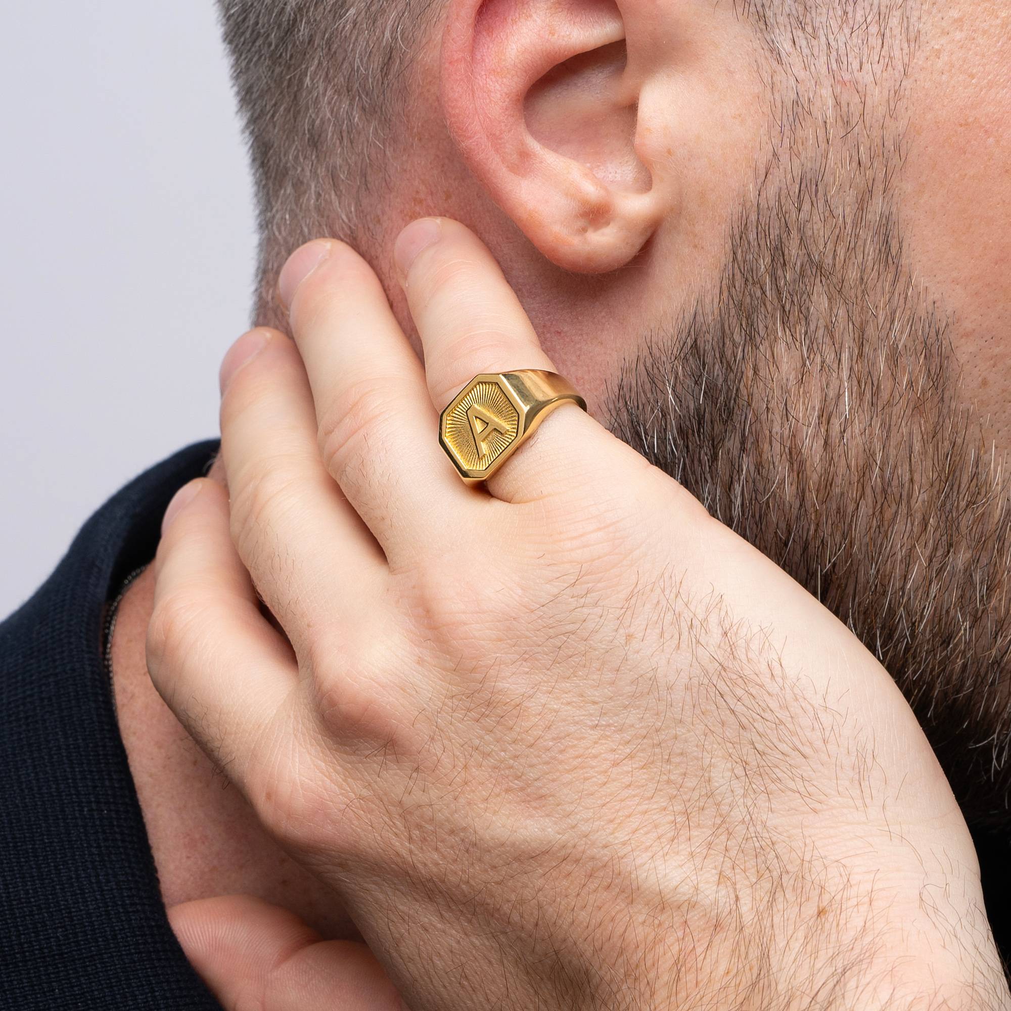 Heritage Initial Ring for Men in 18K Gold Vermeil-4 product photo