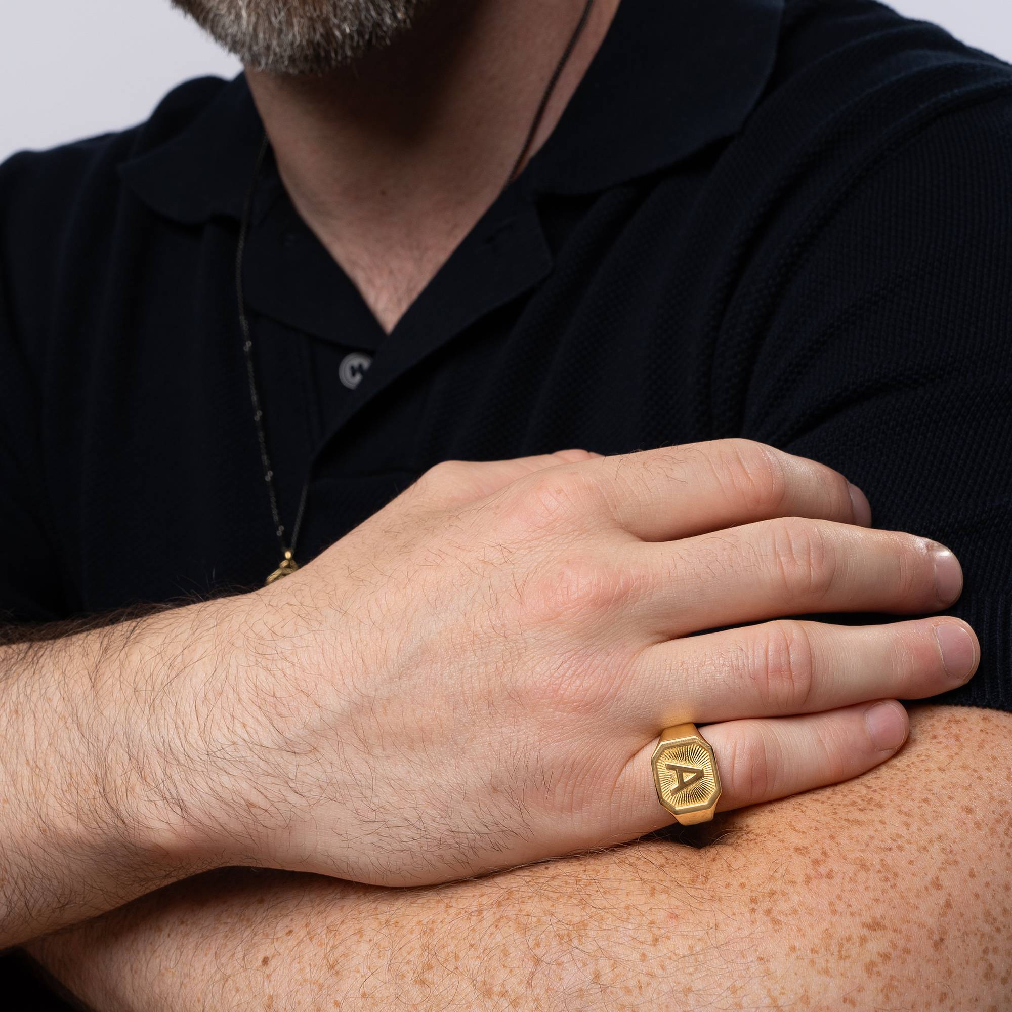 Heritage Initial Ring for Men in 18K Gold Vermeil-1 product photo