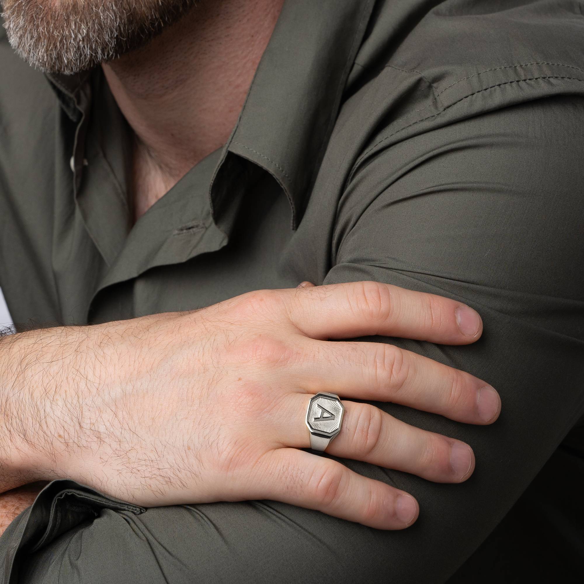 Heritage Initial Ring for Men in Sterling Silver-1 product photo
