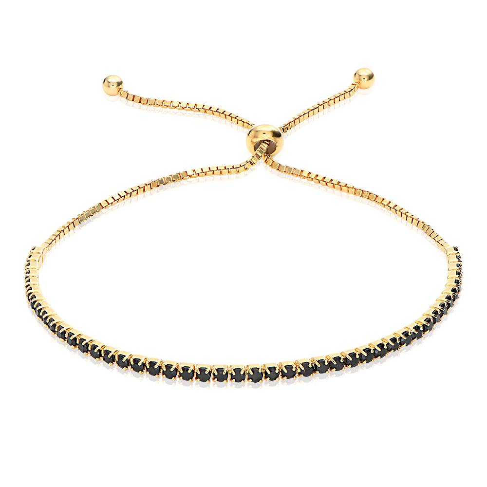 Holly Adjustable Tennis Bracelet with Black Cubic Zirconia in 18K Gold Plating product photo