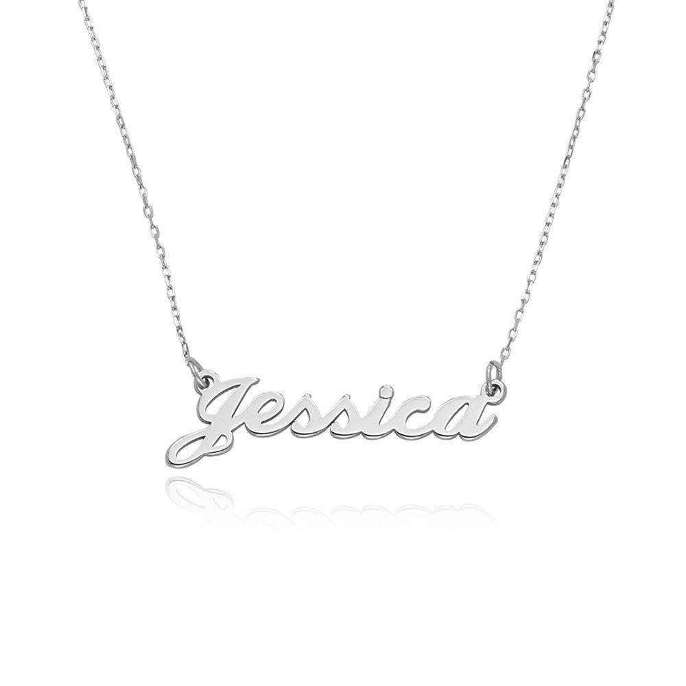 Hollywood Small Name Necklace in 14k White Gold-3 product photo