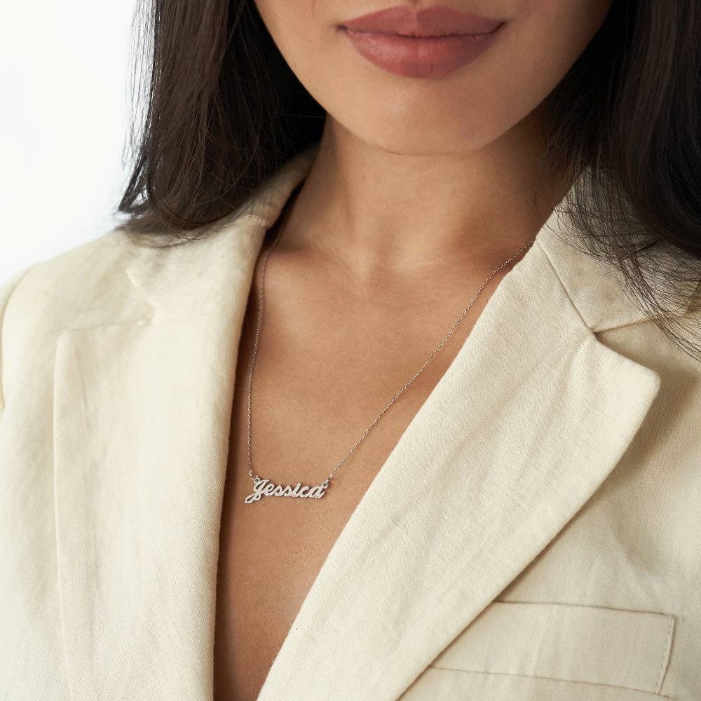 Hollywood Small Name Necklace in 14k White Gold-2 product photo