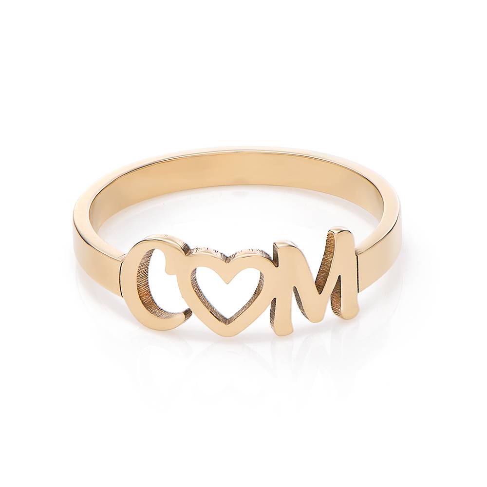 I Heart You Initial Ring in 14K Yellow Gold-3 product photo