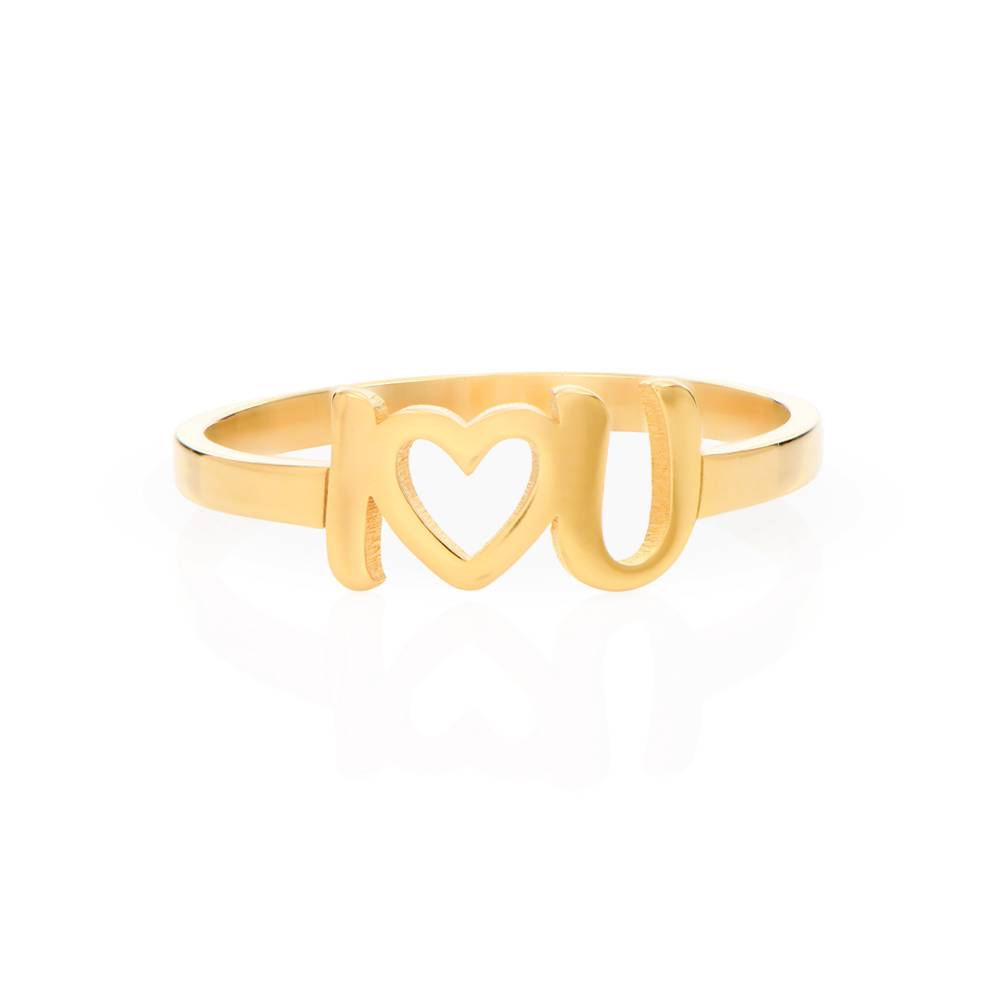 I Heart You Initial Ring in 18K Gold Plating-4 product photo