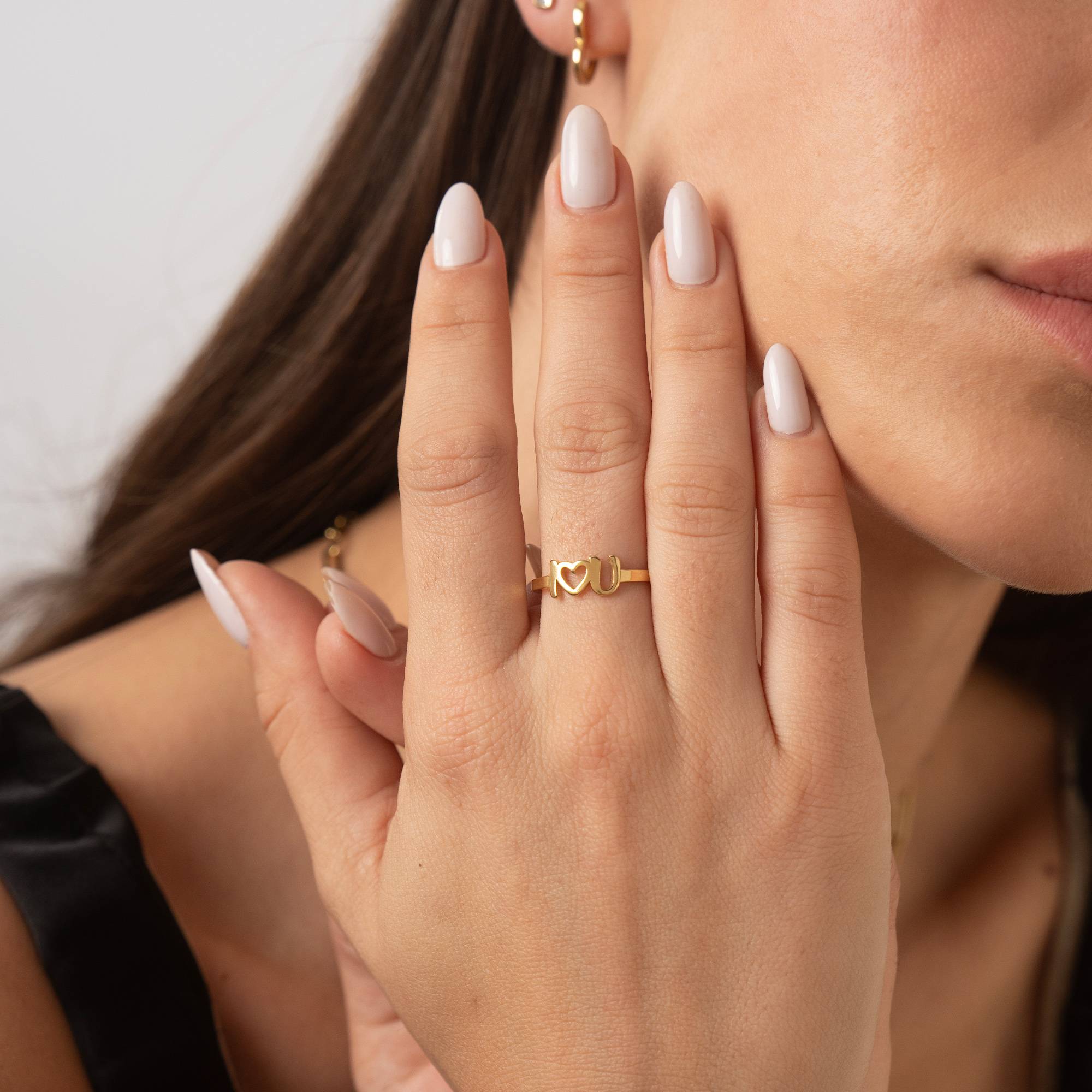 I Heart You Initial Ring in 18K Gold Plating-3 product photo