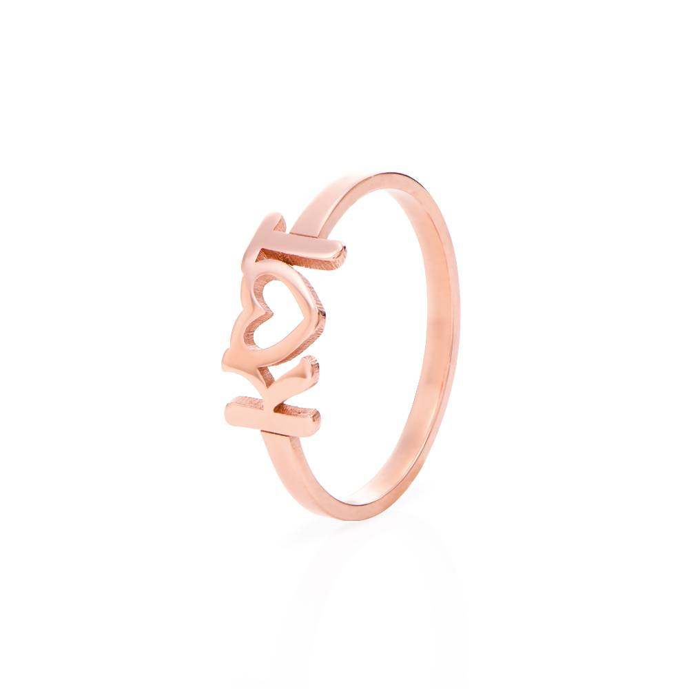 I Heart You Initial Ring in 18K Rose Gold Plating-3 product photo