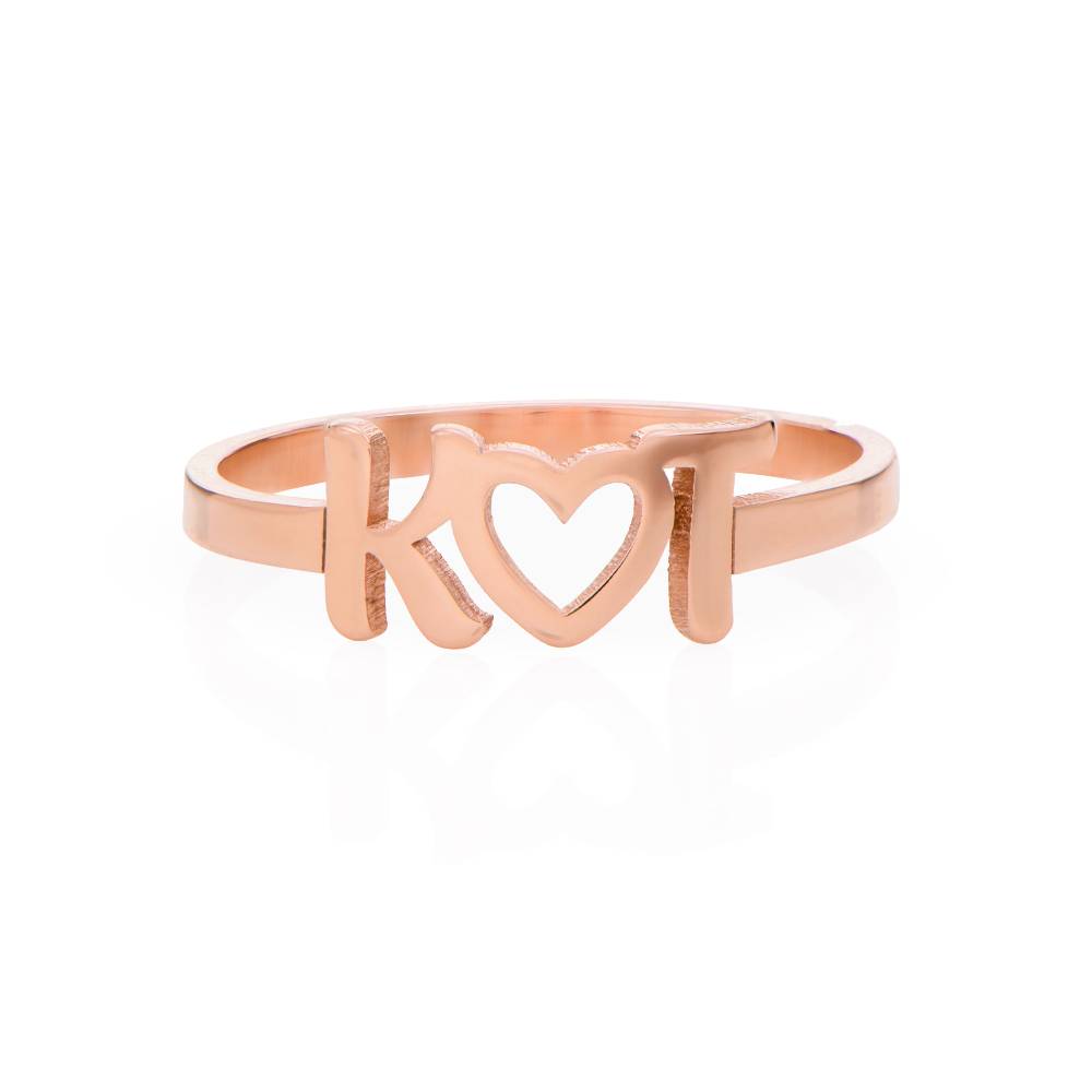 I Heart You Initial Ring in 18K Rose Gold Plating-2 product photo