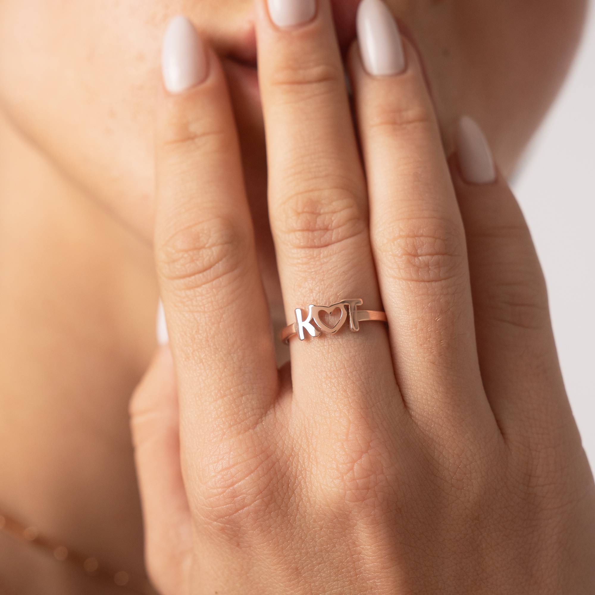 I Heart You Initial Ring in 18K Rose Gold Plating-1 product photo