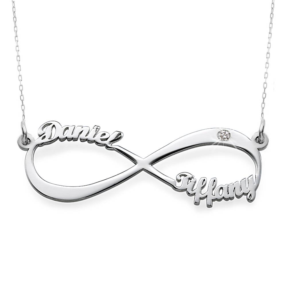 Infinity Name in 10K White Gold Necklace with Diamond-4 product photo