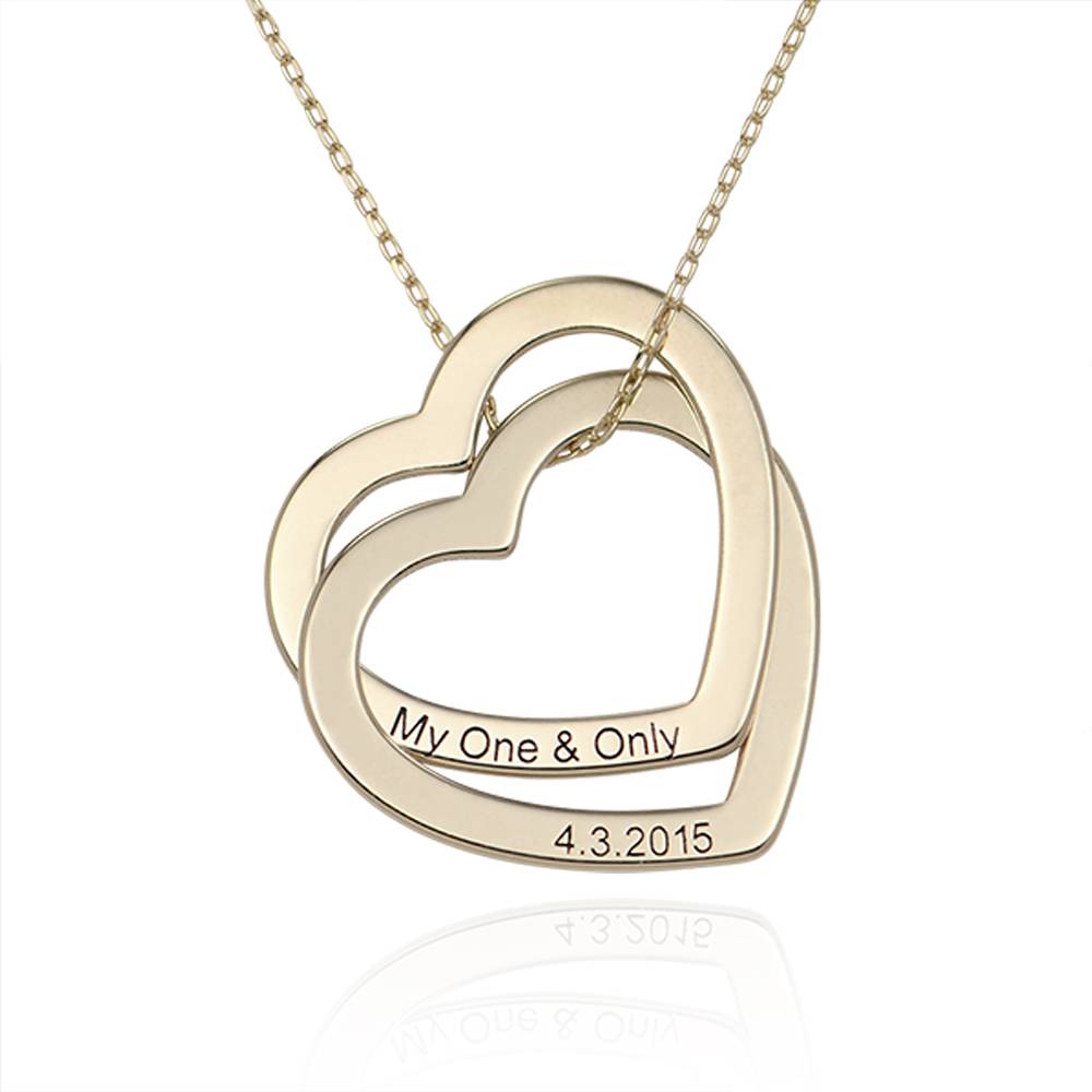 Interlocking Hearts Necklace in 10k Yellow Gold-4 product photo