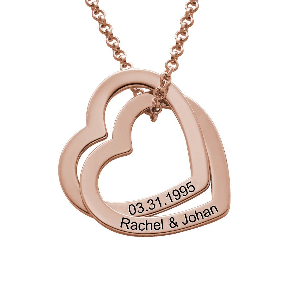 Claire Interlocking Hearts Necklace in 18k Rose Gold Plating-3 product photo