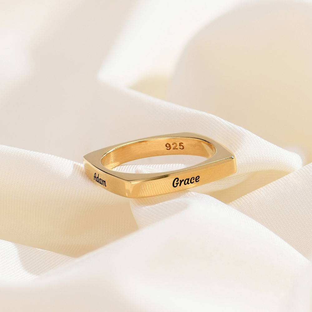 Iris Custom Square Ring in 18k Gold Plating-2 product photo