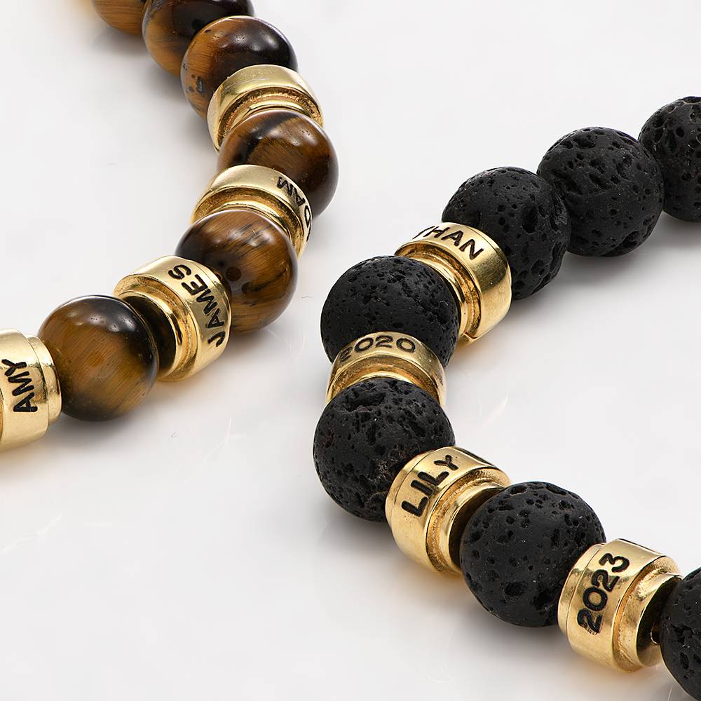 Jack Lava and Personalized Bead Bracelet for Men in 18K Gold Plating-2 product photo