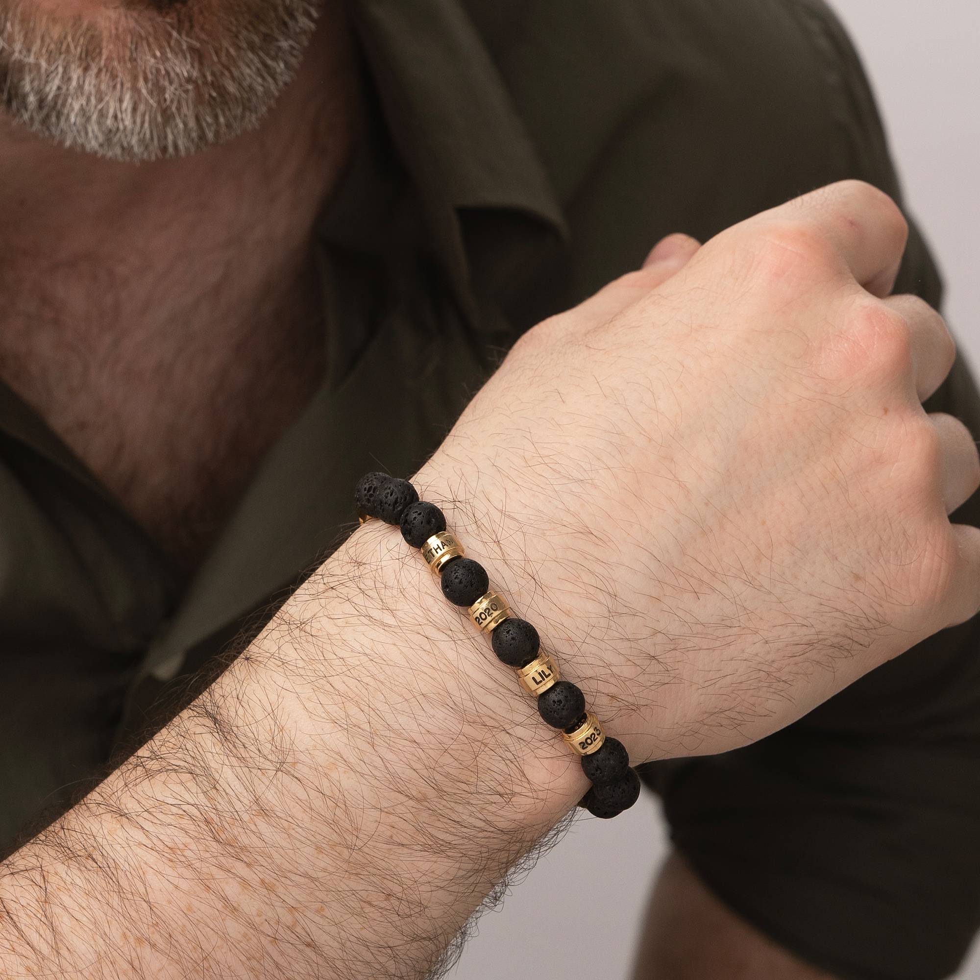 Jack Lava and Personalized Bead Bracelet for Men in 18K Gold Plating-4 product photo