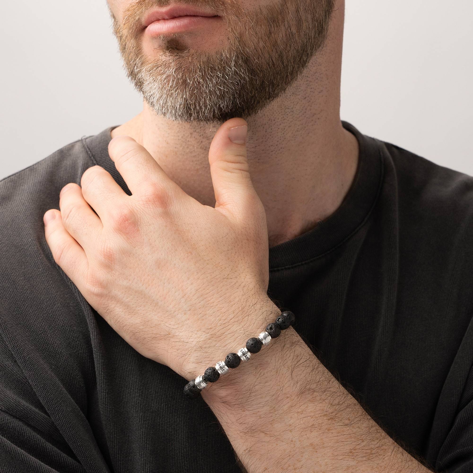 Jack Lava and Personalized Bead Bracelet for Men in Sterling Silver-5 product photo