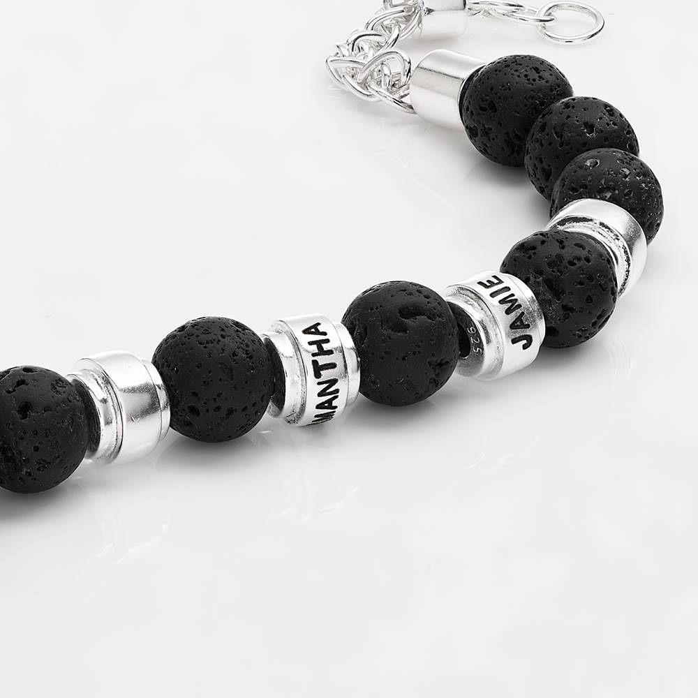 Jack Lava and Personalized Bead Bracelet for Men in Sterling Silver-3 product photo