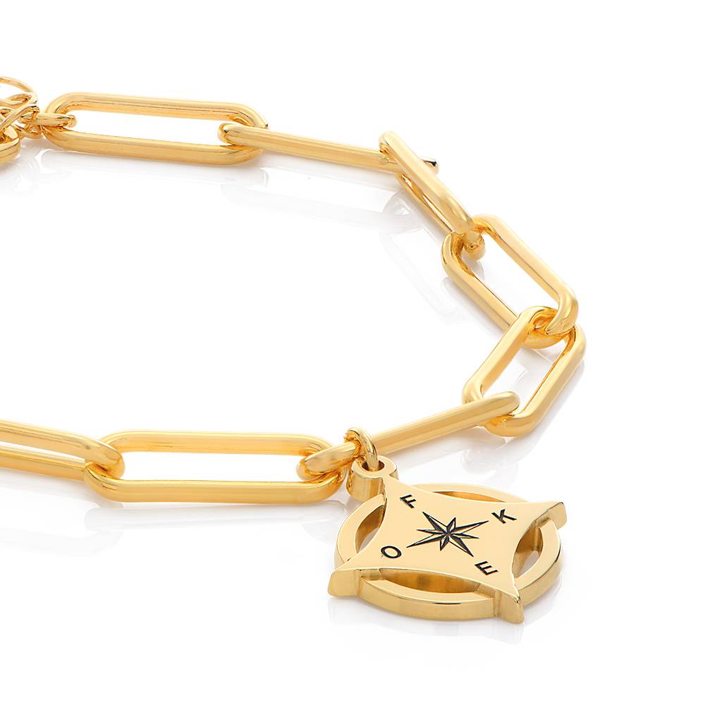 Kaia Initial Compass Bracelet in 18K Gold Plating-3 product photo