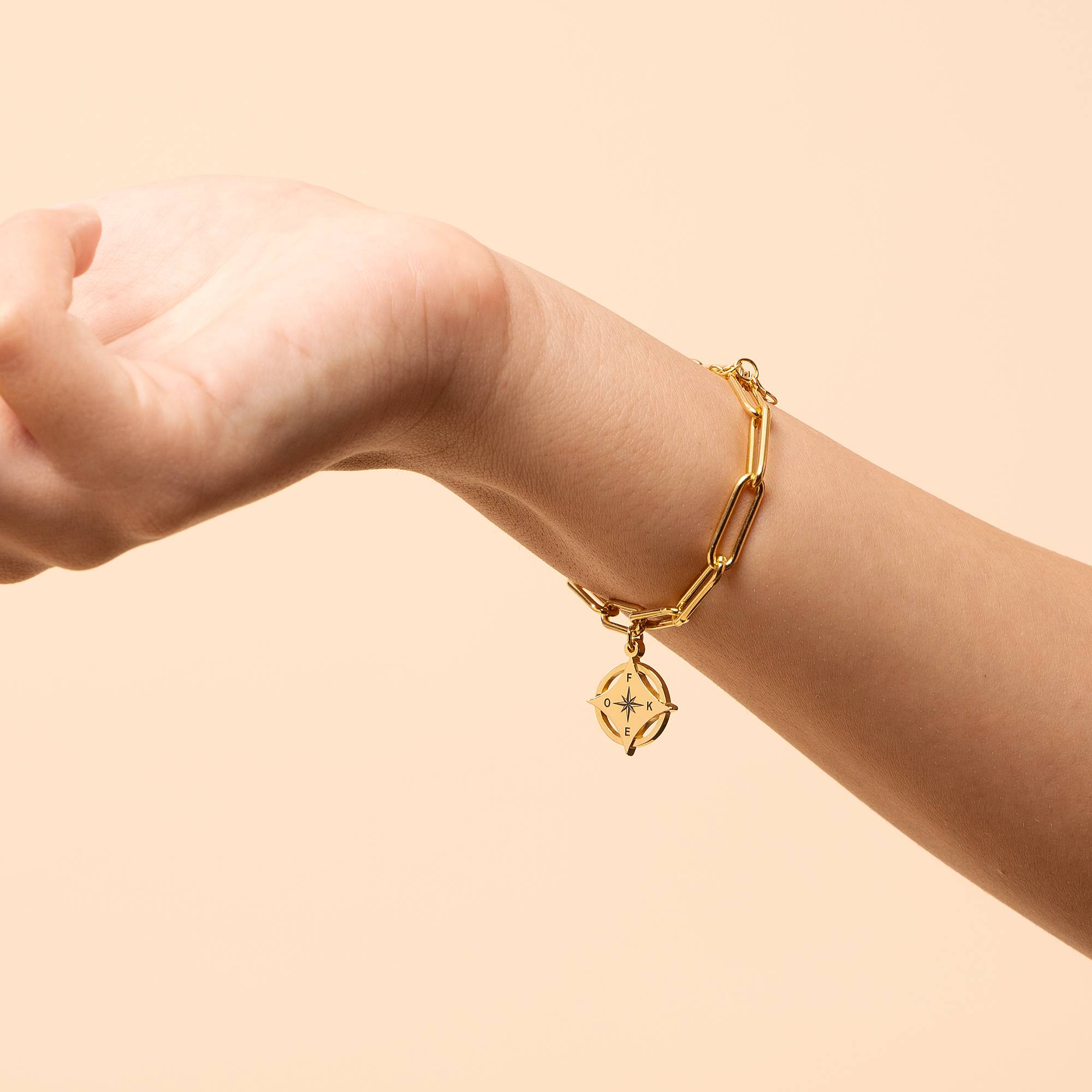 Kaia Initial Compass Bracelet in 18K Gold Plating-5 product photo