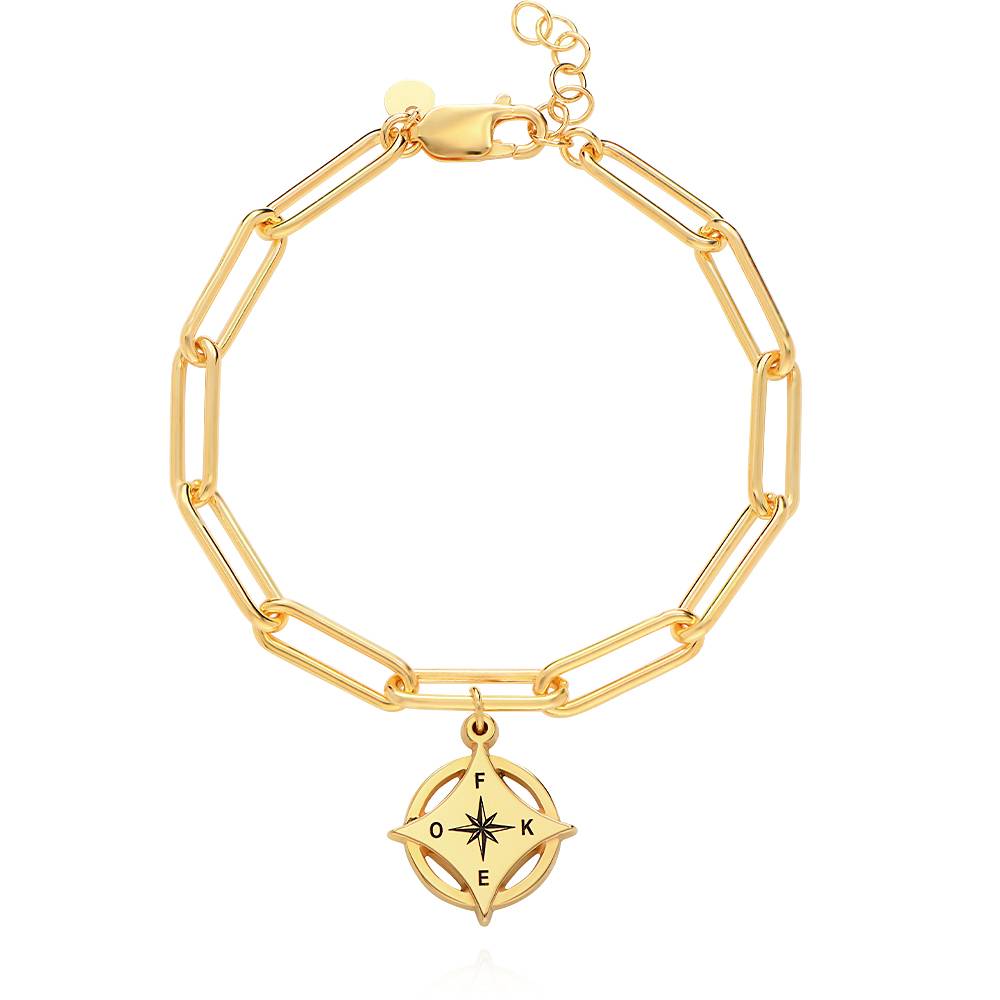Kaia Initial Compass Bracelet in 18K Gold Vermeil-4 product photo