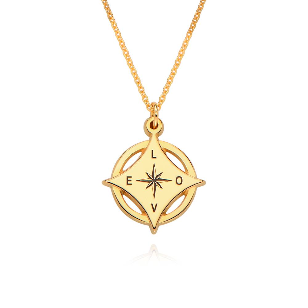 Kaia Initial Compass Necklace in 18K Gold Plating-2 product photo