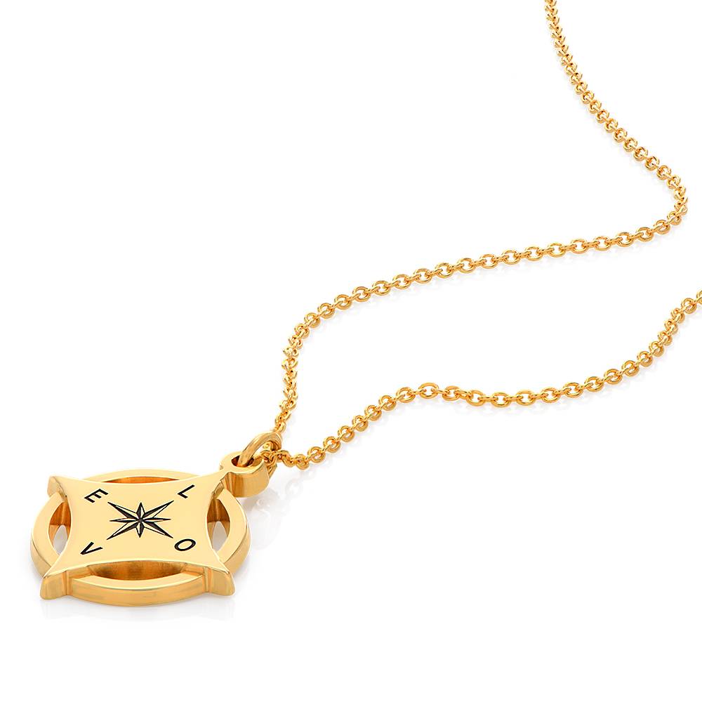 Kaia Initial Compass Necklace in 18K Gold Plating-4 product photo