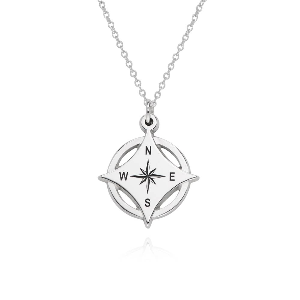 Kaia Initial Compass Necklace in Sterling Silver-6 product photo