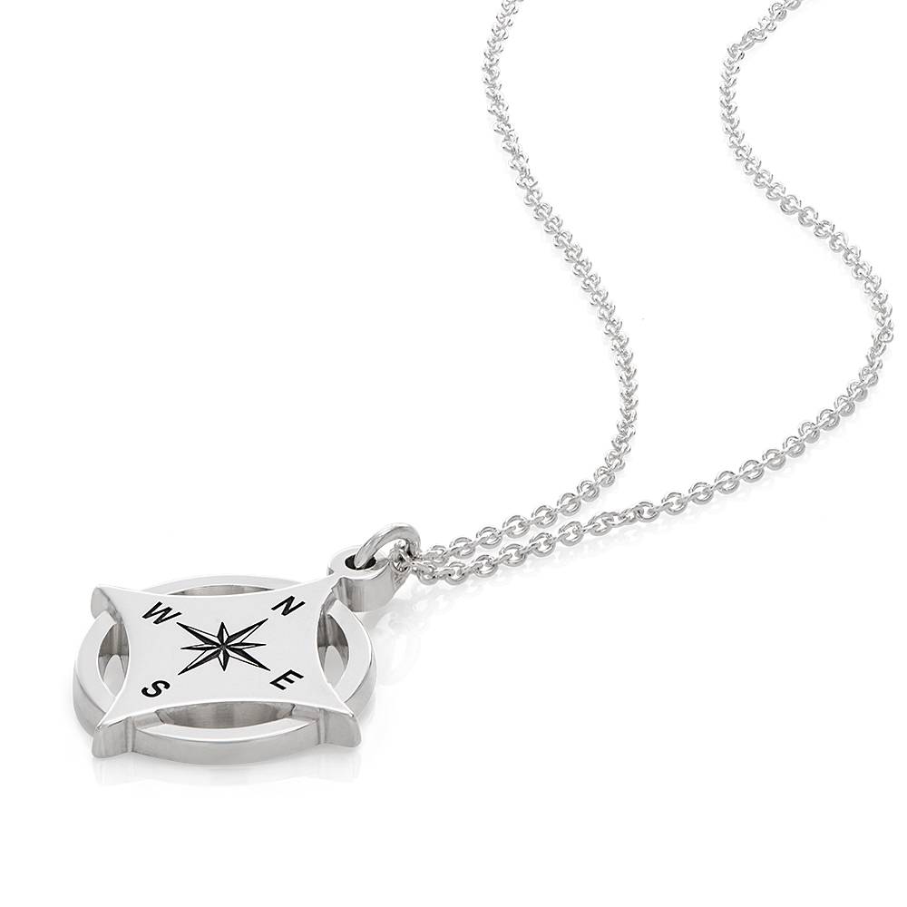 Kaia Initial Compass Necklace in Sterling Silver-1 product photo