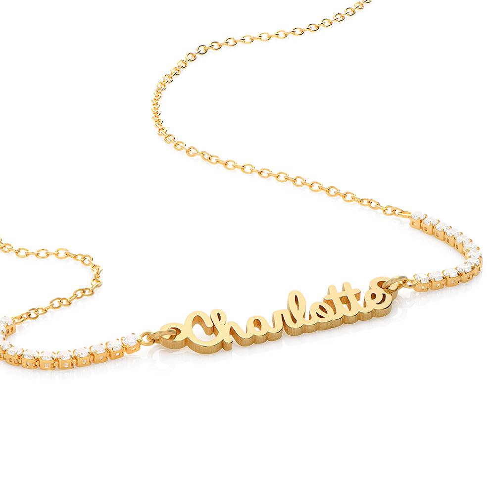 Kate Tennis Name Necklace in 18K Gold Plating-3 product photo