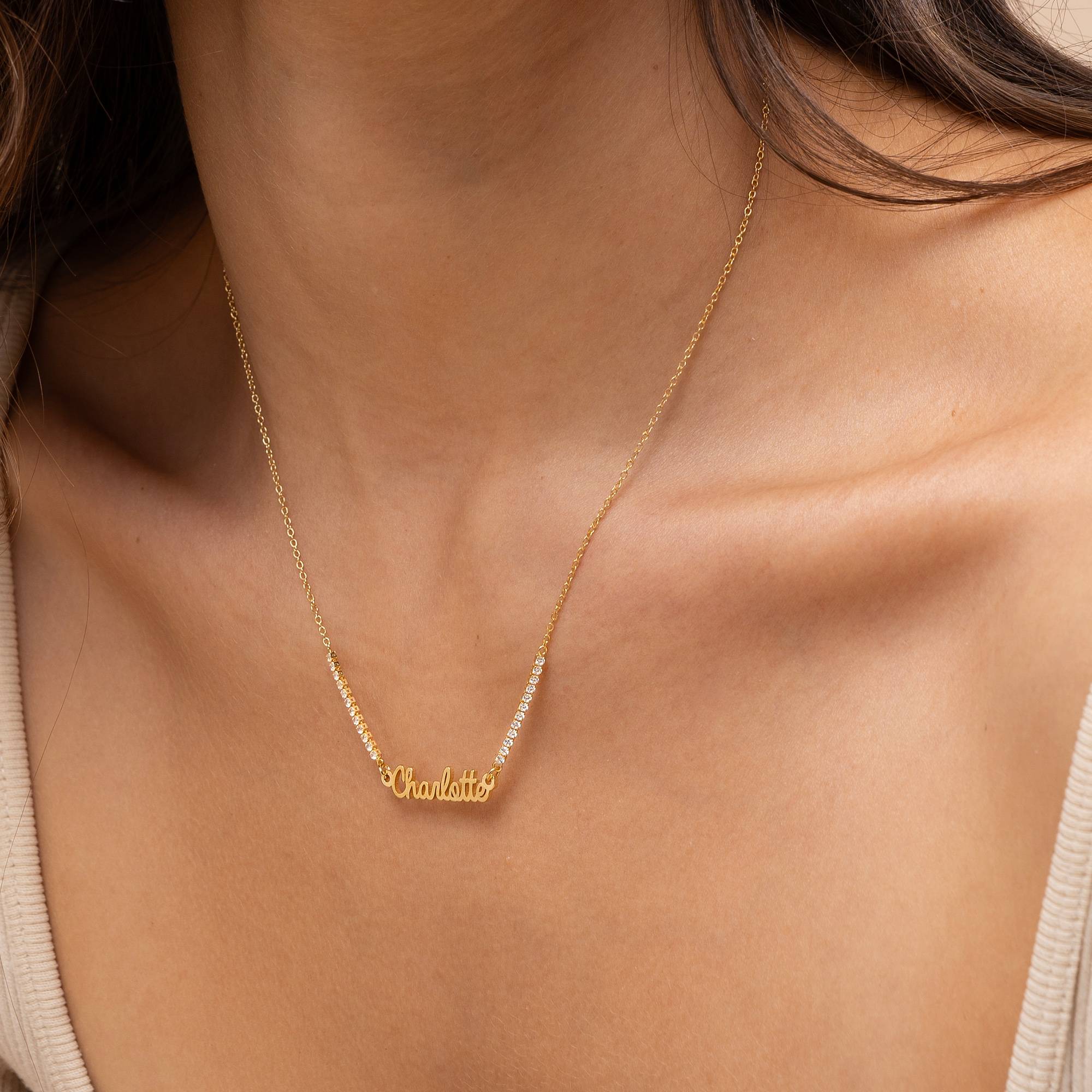 Kate Tennis Name Necklace in 18K Gold Plating-4 product photo