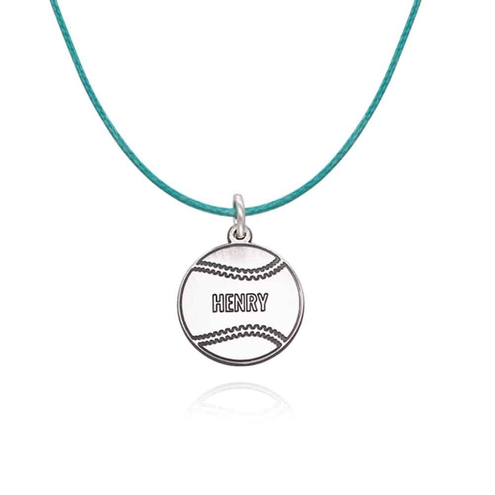 Kids Baseball Necklace in Sterling Silver-4 product photo