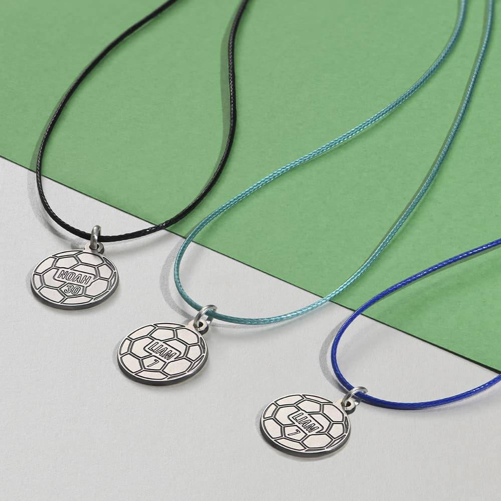 Kids Soccer Necklace in Sterling Silver-5 product photo
