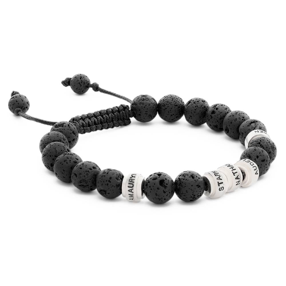 Lava Stones & Custom Beads- Men's Beaded Bracelet-6 product photo