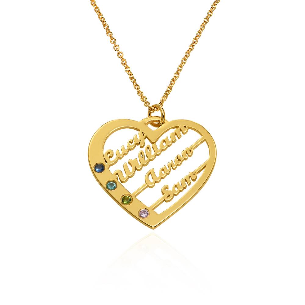 Ella Birthstone Heart Necklace with Names in 18K Gold Plating-2 product photo