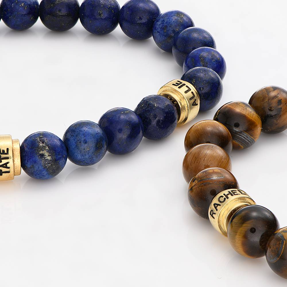 Leo Personalized Lapis Bracelet for Men with 18K Gold Plated Beads-5 product photo