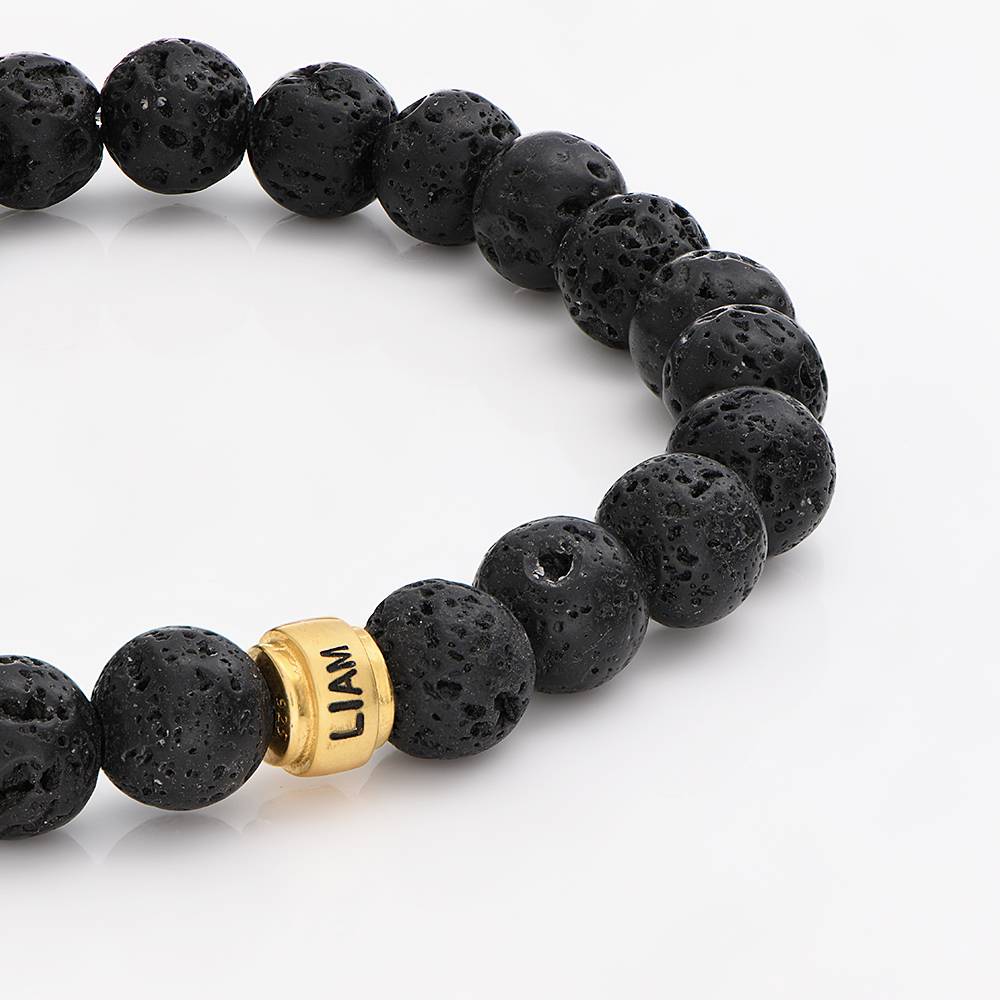 Leo Personalized Lava Bracelet for Men with 18K Gold Plated Beads-5 product photo