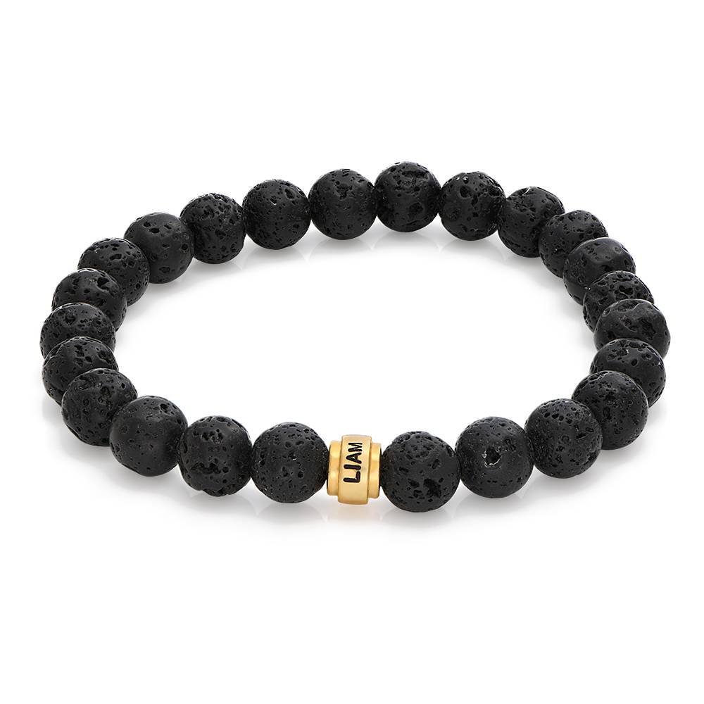 Leo Personalized Lava Bracelet for Men with 18K Gold Vermeil Beads product photo
