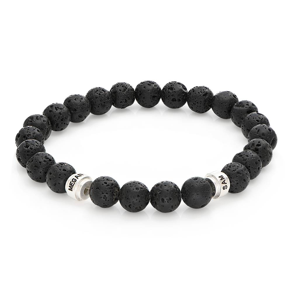 Leo Personalized Lava Bracelet for Men with Sterling Silver Beads-2 product photo