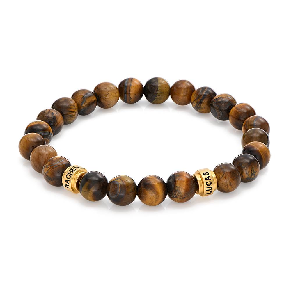 Leo Personalized Tiger Eye Bracelet for Men with 18K Gold Plated Beads-4 product photo