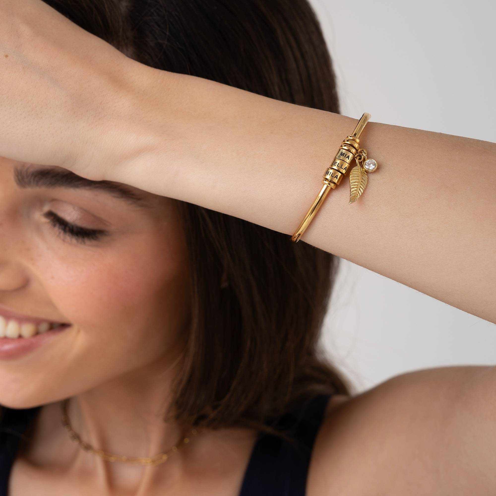 Linda Bangle Bracelet in Gold Vermeil with Diamond-1 product photo