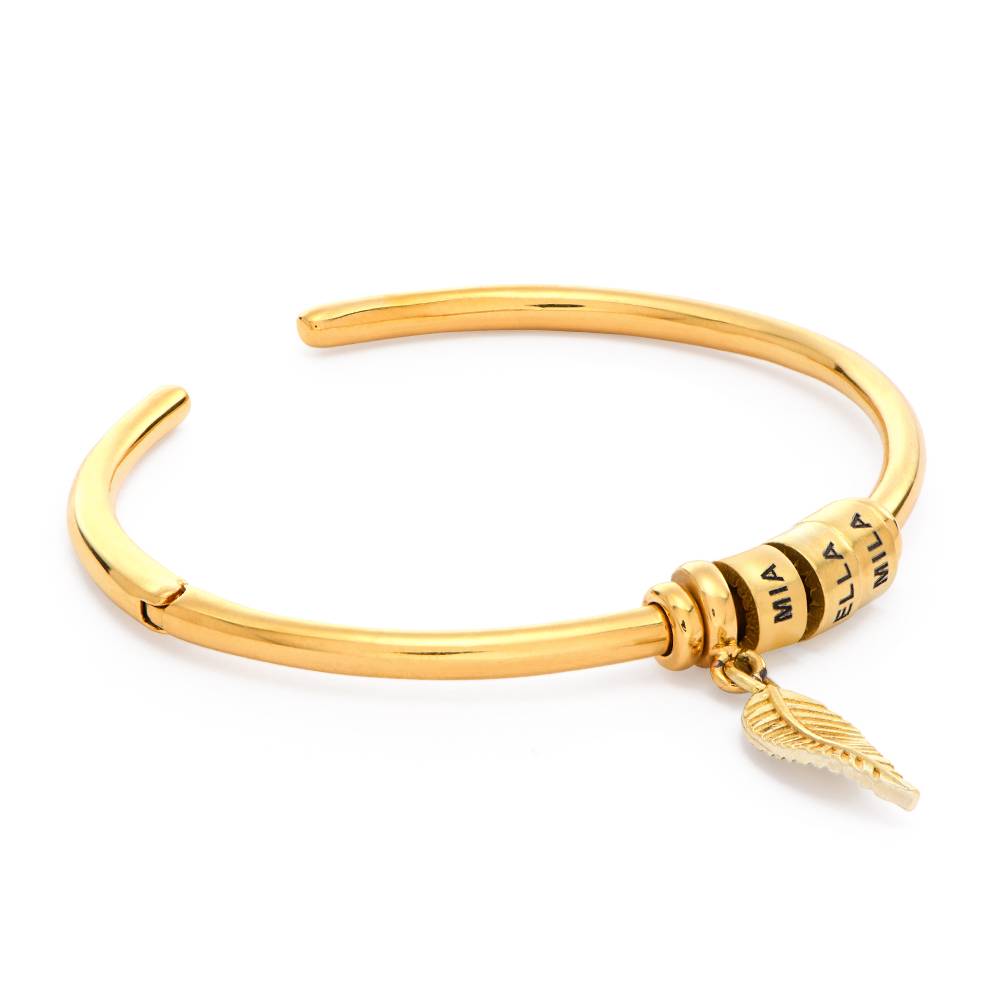 Linda Open Bangle Bracelet with Beads in Gold Plating-4 product photo