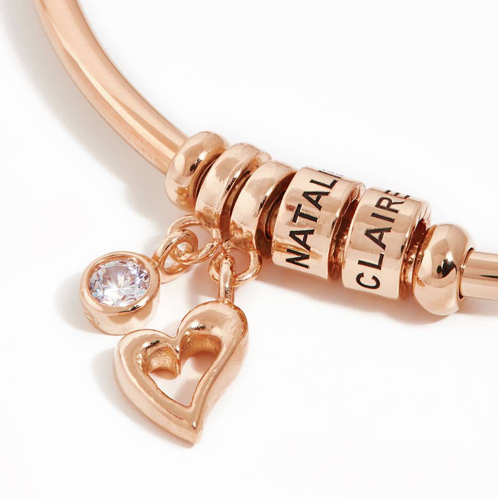 Linda Open Bangle Bracelet with Beads in Rose Gold Plating-1 product photo