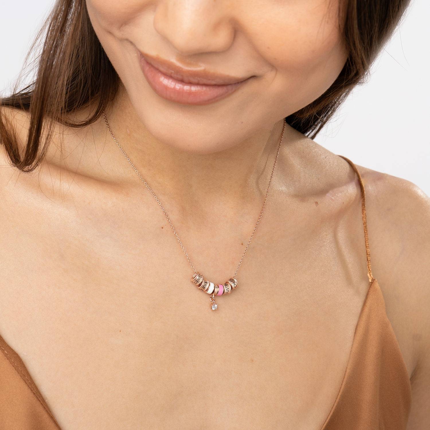 Linda Charm Necklace With Diamond in 18K Rose Gold Plating-5 product photo