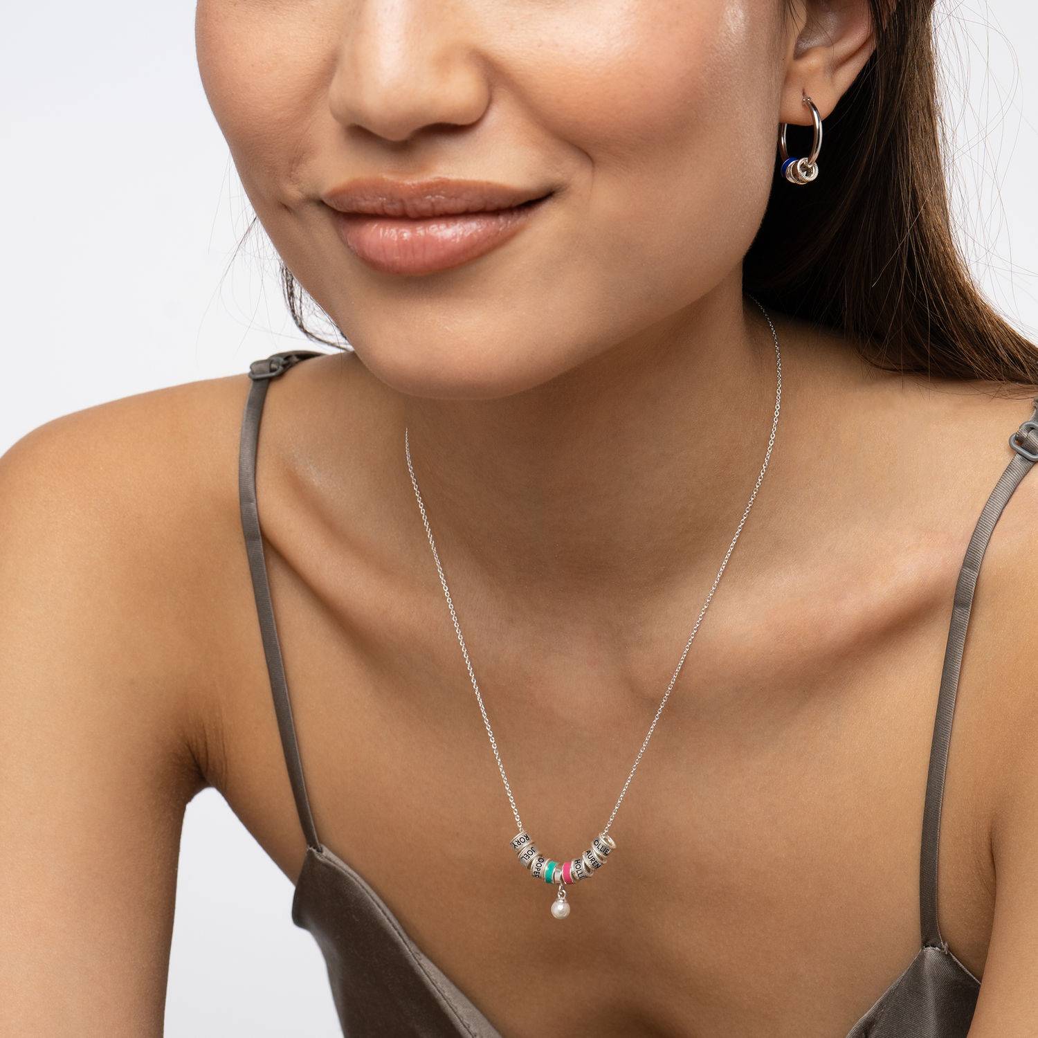 Linda Charm Necklace With Diamond in Sterling Silver-6 product photo