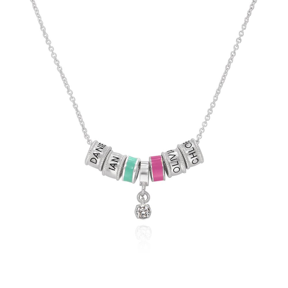 Linda Charm Necklace With Diamond in Sterling Silver-5 product photo