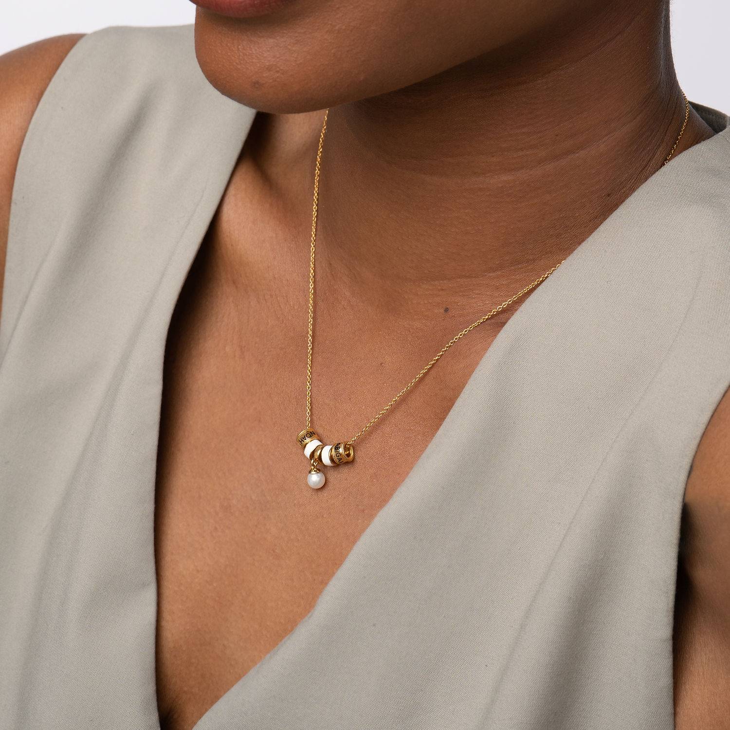 Linda Charm Necklace With Pearl in 18K Gold Plating-2 product photo