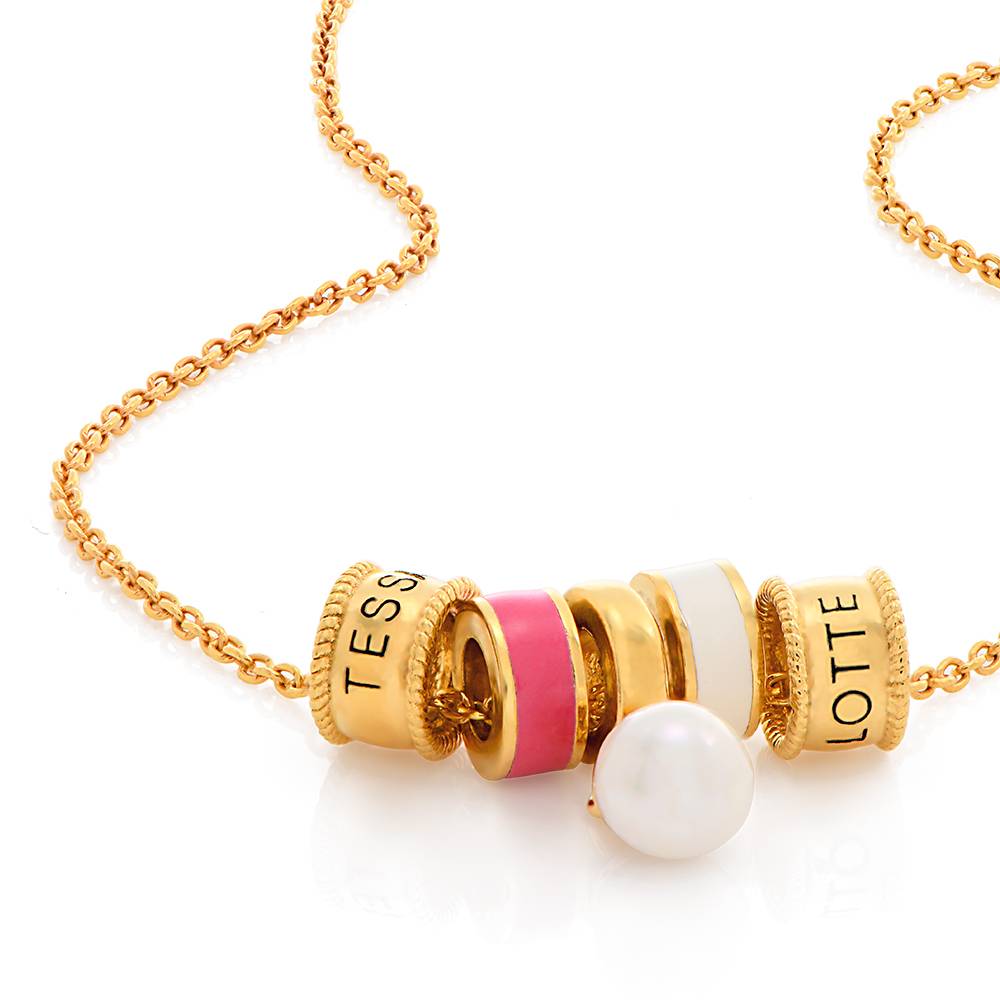 Linda Charm Necklace With Pearl in 18K Gold Vermeil-5 product photo