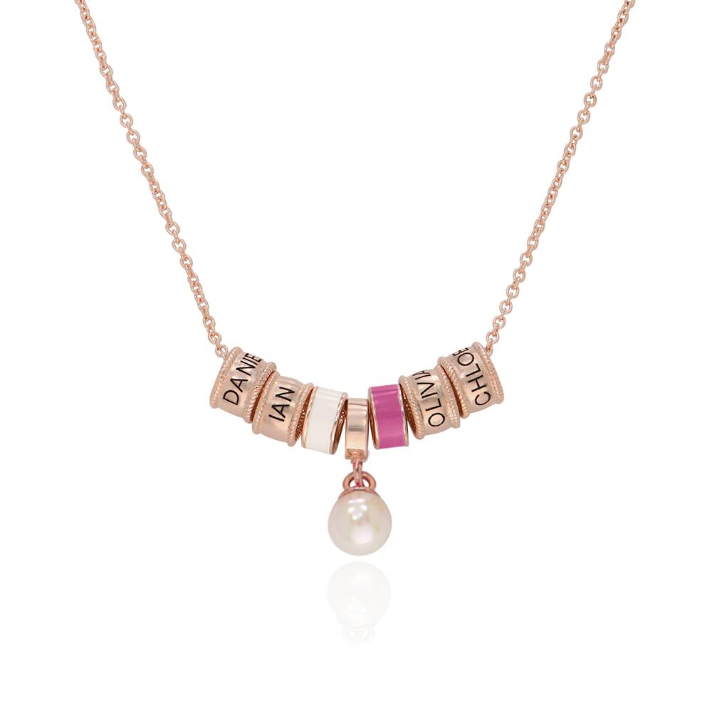 Linda Charm Necklace With Pearl in 18K Rose Gold Plating product photo