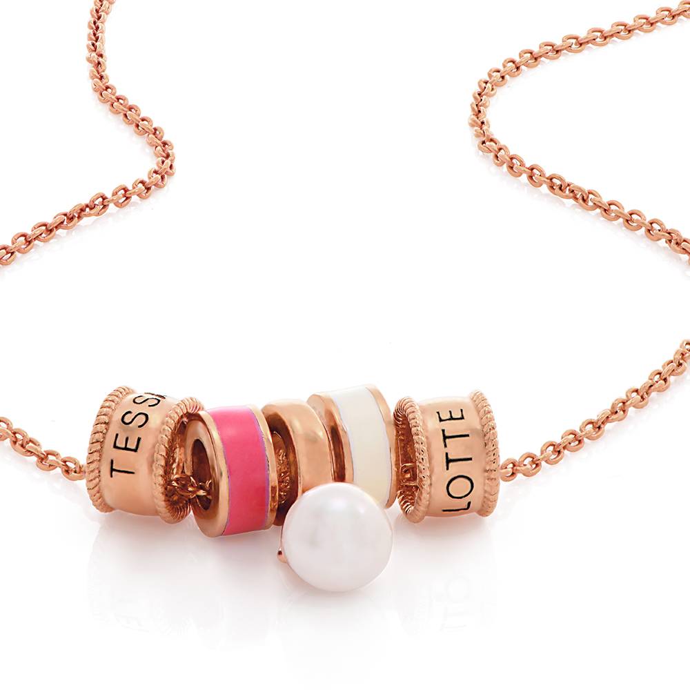Linda Charm Necklace With Pearl in 18K Rose Gold Plating-6 product photo
