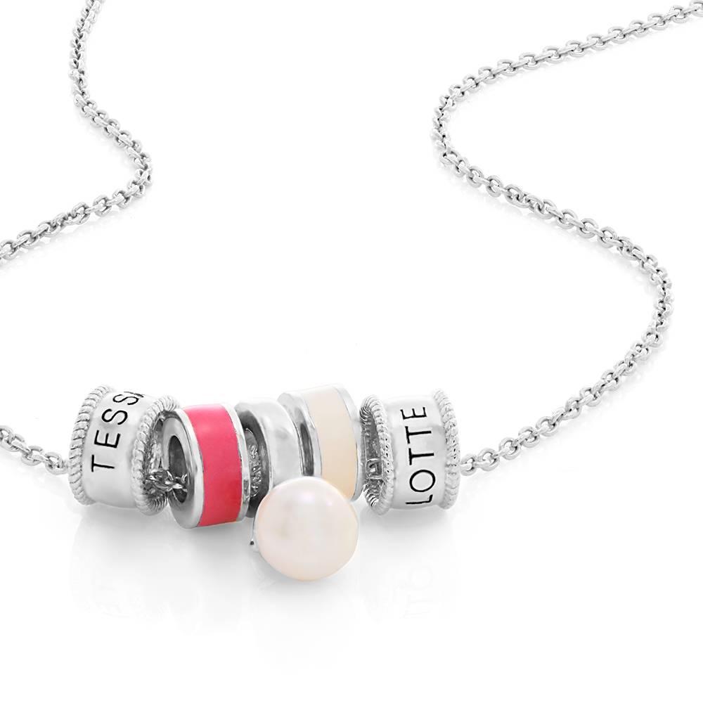 Linda Charm Necklace With Pearl in Sterling Silver-1 product photo